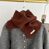 保暖防风围脖 时尚 2024新款 澳洲100%纯羊毛针织围脖纯色百搭冬季