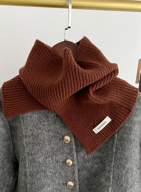 2024新款澳洲100%纯羊毛针织围脖纯色百搭冬季时尚保暖防风围脖