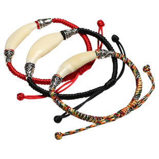 真安顺正宗黑狗牙 红色护身手链 本命年驱邪 旺事业壮胆 男女情侣