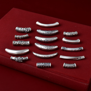 真安顺足银配饰加厚本命年手链脚链项链手工dly配件弯管桶珠骨管