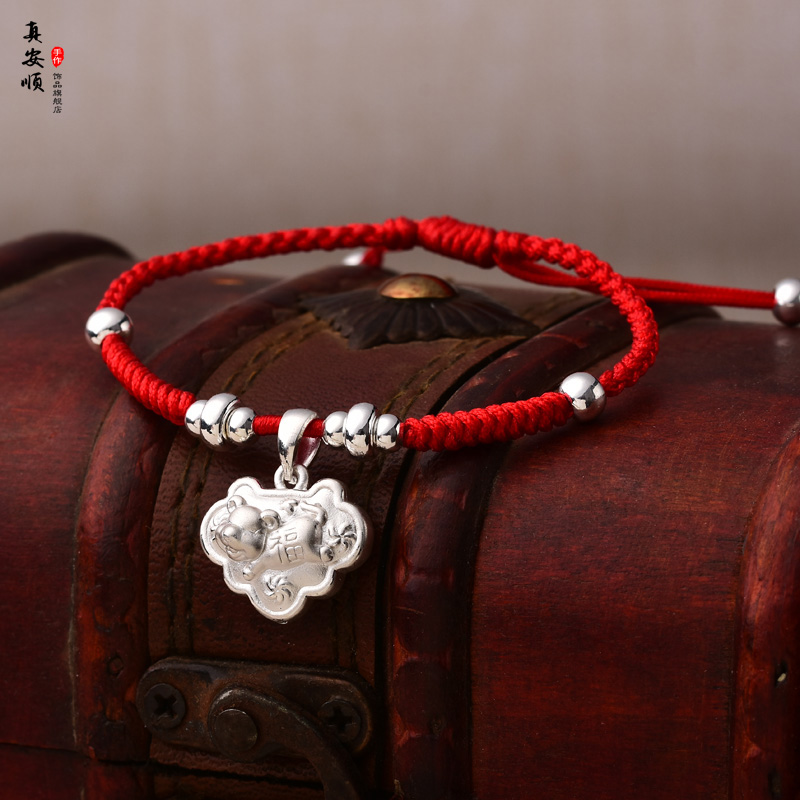 999足银手链纯银脚链如意民族风