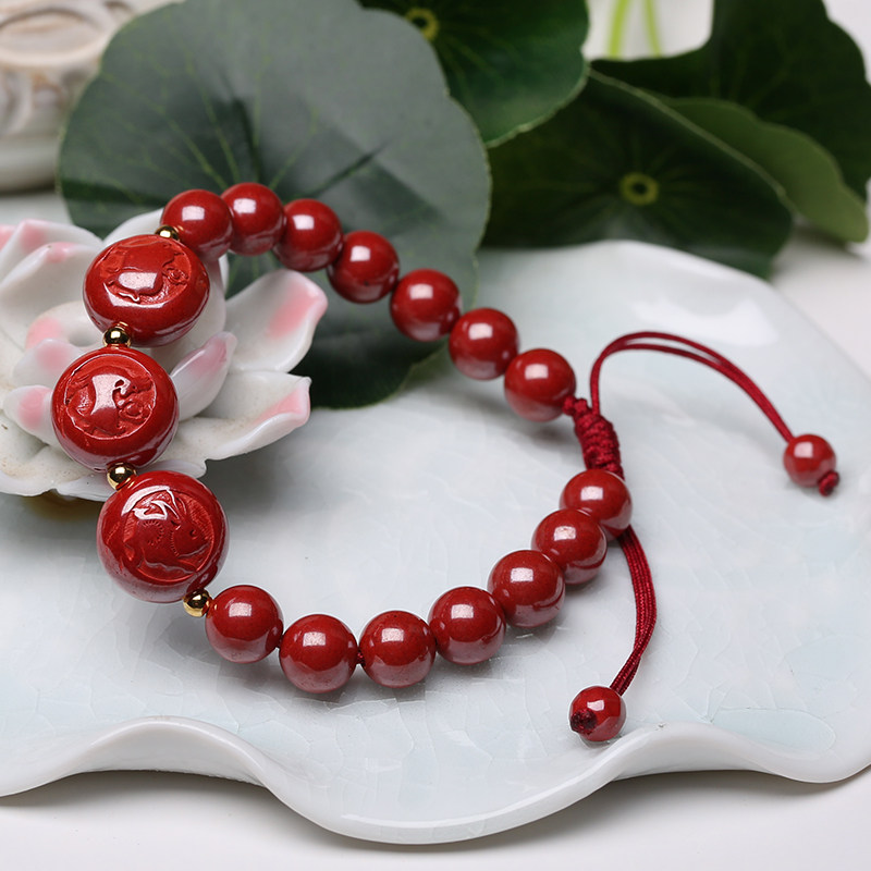 真安顺本命年龙朱砂手链帝王沙生肖龙三合六合手串转运珠男女发财