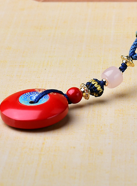 红砂平安扣包挂钥匙挂绳男女朱砂