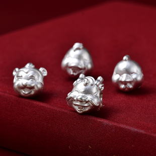 真安顺999足银十二生肖配件龙蛇马羊手链编织diy串珠男女宝宝银饰