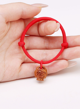 野生桃核雕刻生肖蛇本命年手绳龙