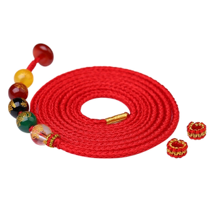 属马年五路财神本命年红绳腰链男红腰带腰佩红色女生属马护身腰绳