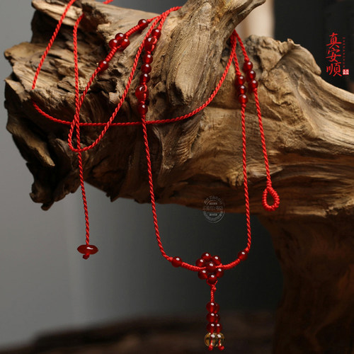 正品红玛瑙本命年腰链真安顺
