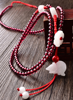 天然石榴石翡翠玉生肖鼠本命年蛇