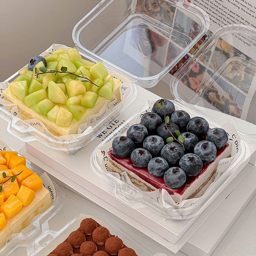 网红透明便当蛋糕盒蛋糕切块切件分装打包盒巴斯克芝士蛋糕包装盒