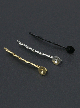 DIY4.5cm儿童成人波浪黑色金色银色一字夹发夹发卡合金手工发饰品