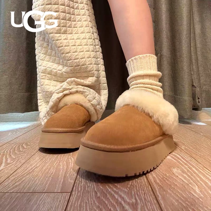 UGG女Tazzelle舒适毛茸保暖休闲鞋厚底懒人鞋一脚蹬雪地靴1171393