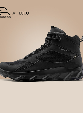 ECCO/爱步男鞋秋冬季运动鞋 黑色舒适百搭防水高帮鞋 驱动820224