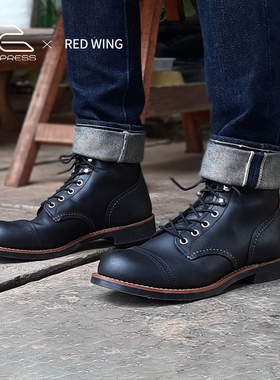 Red Wing红翼男鞋8084工装靴6寸铁道工D头现代油鞣皮牛皮黑马丁靴