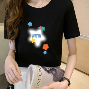 设计感小众半袖 美式 新款 星星印花纯棉短袖 潮ins上衣 t恤女2025夏季