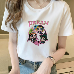 100%纯棉ins甜美风气质短袖 小众设计感休闲宽松上衣 T恤女夏季 新款