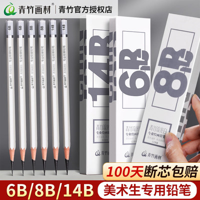 青竹流光白素描铅笔2B4B14B炭笔美术生专用速写笔套装初学者绘画hb6b8b10b12b工具画画绘图软中硬考试用画笔