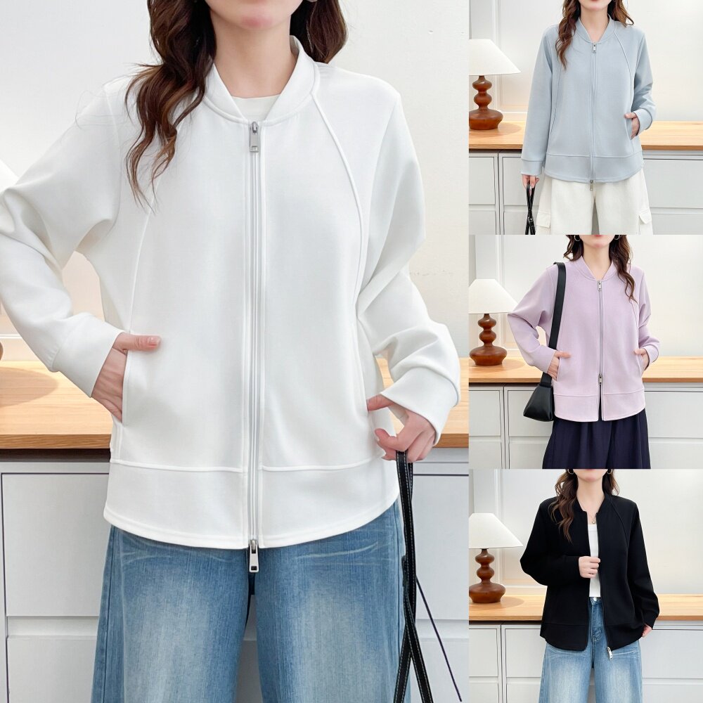 大码胖mm韩版时尚纯色百搭棒球服外套女夏季新款休闲显瘦夹克8820
