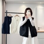 大码胖mm韩版极简风宽松显瘦马甲女2025秋季休闲百搭叠穿外套2505