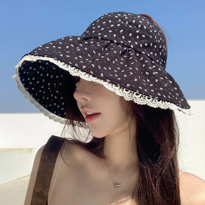 2026春夏女大檐空顶蕾丝遮阳帽