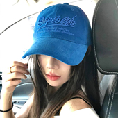 韩系百搭字母刺绣蓝色棒球帽子女春季 新款 大头围宽檐显脸小鸭舌帽