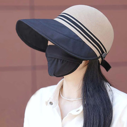 帽子女款2026新款夏季镂空透气渔夫帽遮阳帽防晒帽可挂口罩鸭舌帽