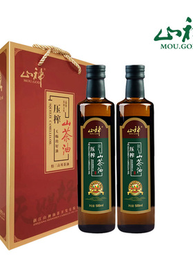 山神压榨山茶油 常山油茶籽油物理压榨食用油500ml*2礼盒装