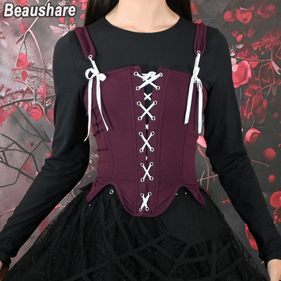 欧美复古宫廷纯色绑带束腰胸衣