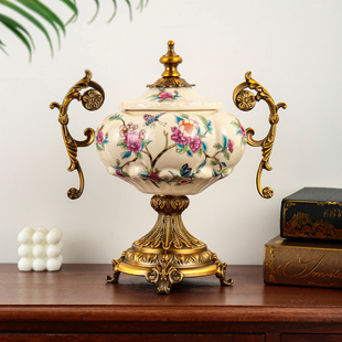 美式复古陶瓷将军储物罐大高档摆件欧式首饰盒收纳法式琉璃糖果罐