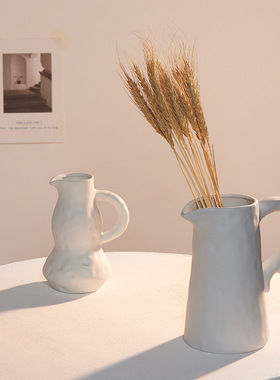 ins北欧干花花瓶白色陶瓷家居现代摆件插花水培咖啡馆工作室装饰