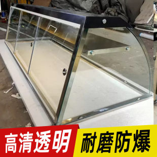 餐饮玻璃展示柜保温售饭台防尘玻璃罩定制定做玻璃柜双层玻璃商用