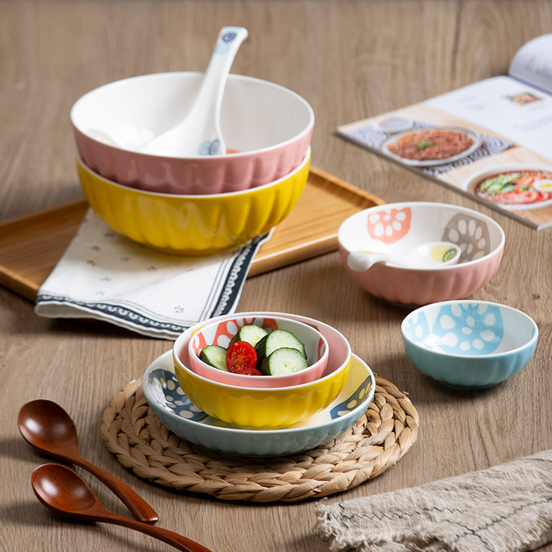 Set of household single plate Jingdezhen underglaze ceramic bowl