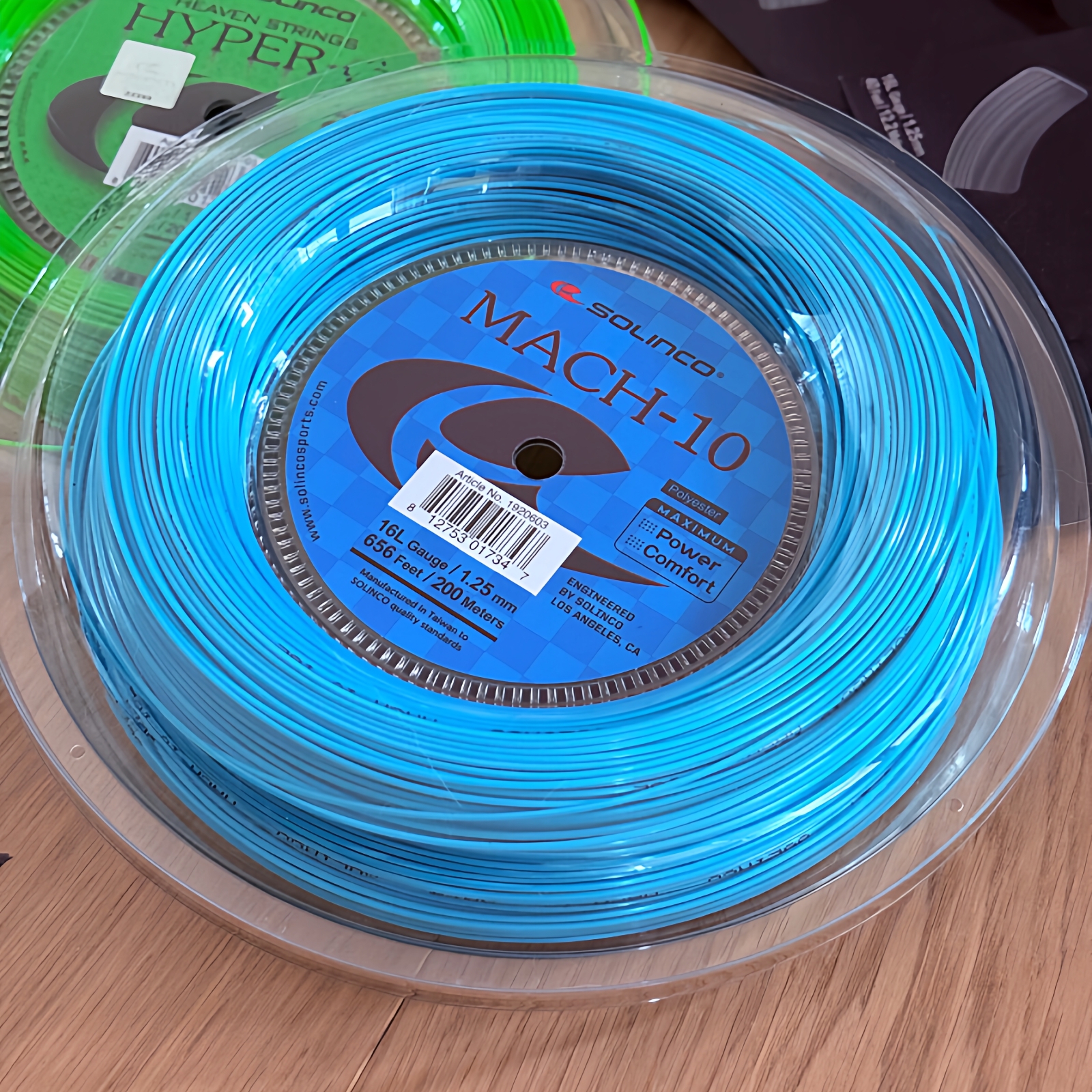 Solinco MACH-10 1.25mm 200m大盘网球线聚酯线蓝色旋转控球硬线