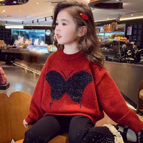 【野莓热红酒】亮丝长袖圆领毛衣