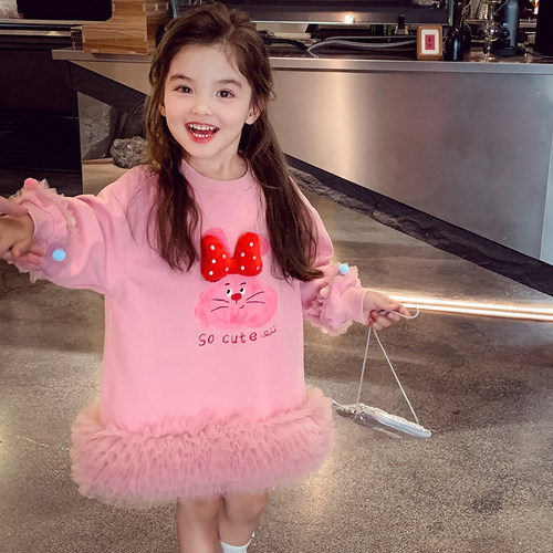 洋气儿童拼接网纱公主裙