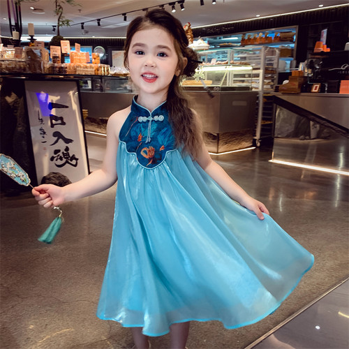 【奶油云纱】新中式提花挂脖裙