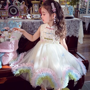 儿童新中式 旗袍公主裙女孩背心裙 2026新款 米米哈罗女童连衣裙夏装