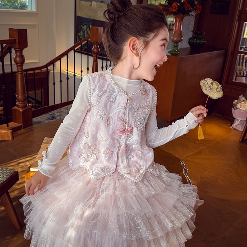 女童新中式汉服裙夏装半裙套装