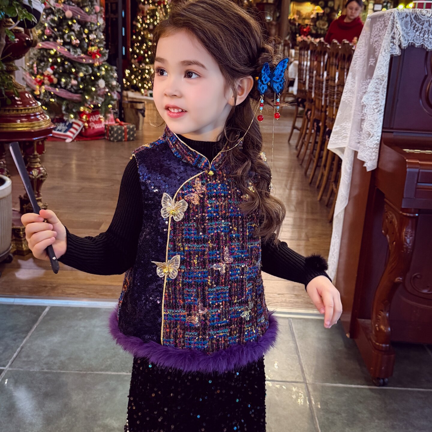 【紫蝶唐裳】国风编织夹棉马甲