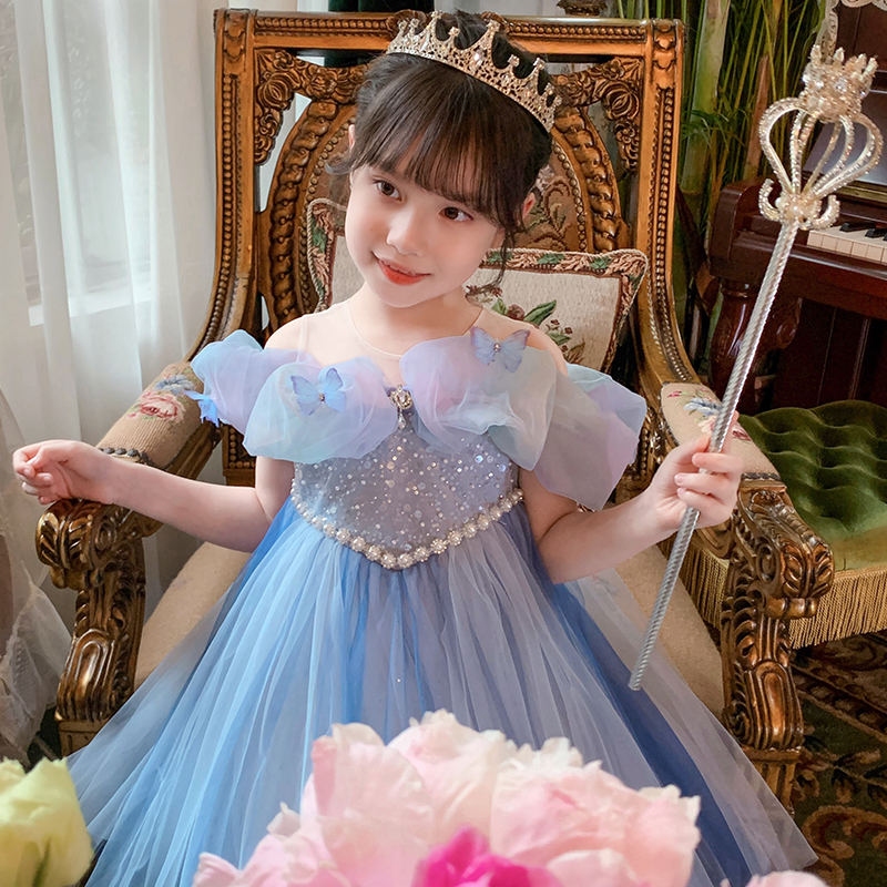 小蜜蜂女童蝴蝶爱莎公主裙