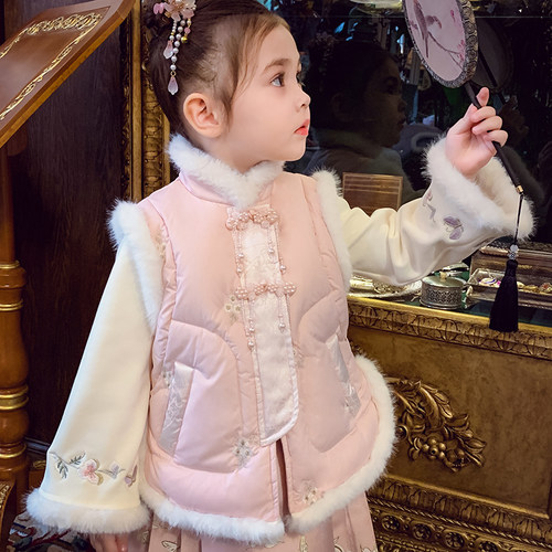 新中式国风立领亮片绣花羽绒马甲