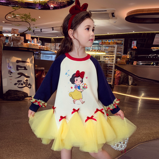 拼接网纱卫衣裙小女孩公主裙 洋气儿童长袖 女童连衣裙春装 2026新款