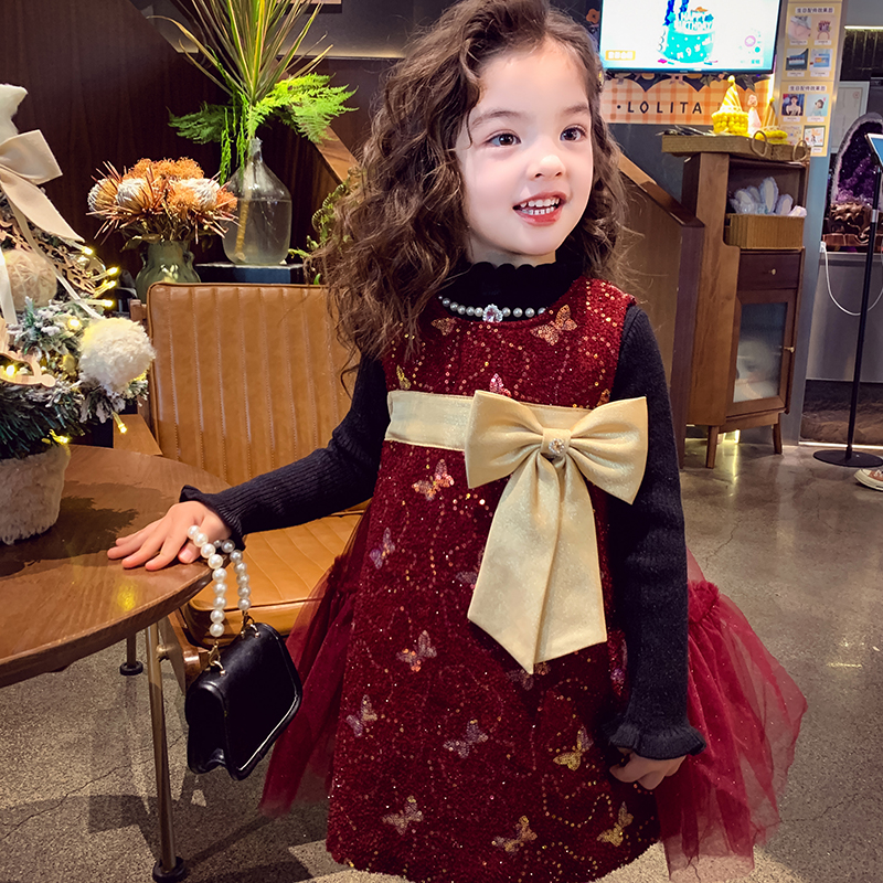 【幻彩蝴蝶】拼接网纱背心裙