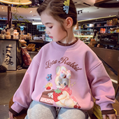 假两件上衣女孩套头衫 儿童韩版 2025新款 米米哈罗女童加绒卫衣冬装