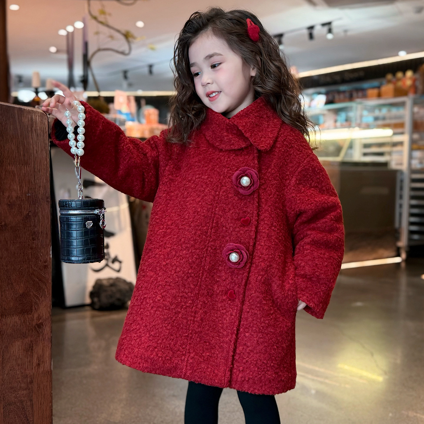 【独特漂亮的初冬】红色呢子大衣