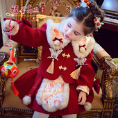 女童国风拜年服冬装 裙 外套女孩汉服套装 2025新款 洋气儿童加绒唐装