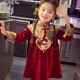 女童汉服连衣裙加绒女孩红色丝绒裙冬装 2025新款 儿童中国风拜年服