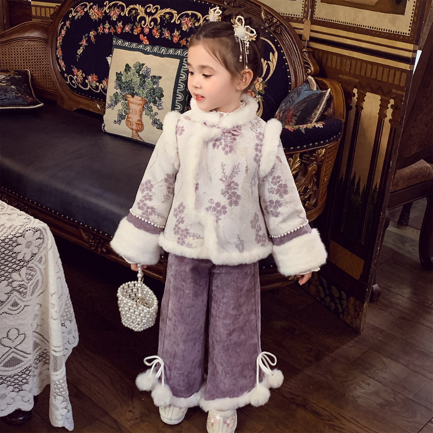 新中式金线提花唐装棉袄