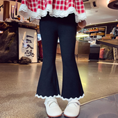 子春装 女孩黑色高腰马蹄裤 2026新款 百搭喇叭裤 洋气儿童长裤 女童裤