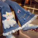 女孩长裤 儿童时髦高腰喇叭裤 秋冬2025新款 米米哈罗女童加绒牛仔裤