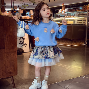 儿童韩版 2025新款 卫衣短裙女孩网红两件套 裙冬装 米米哈罗女童套装